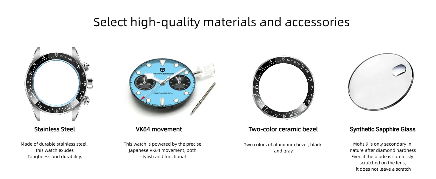 2026 New Pagani Design Panda Men Watches Quartz Chronograph Watch for Men Gifts Man AR Sapphire Ceramic Bezel Waterproof