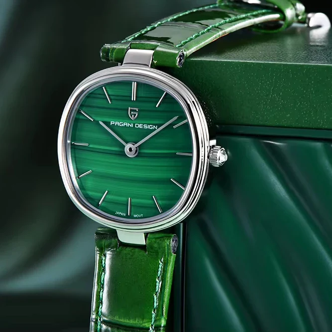2026 NEW PAGANI DESIGN PD-1825 Women Quartz Watch Green Mother of Pearl Dial Sapphire Navy Blue LeatherStrap Ladies Miyo
