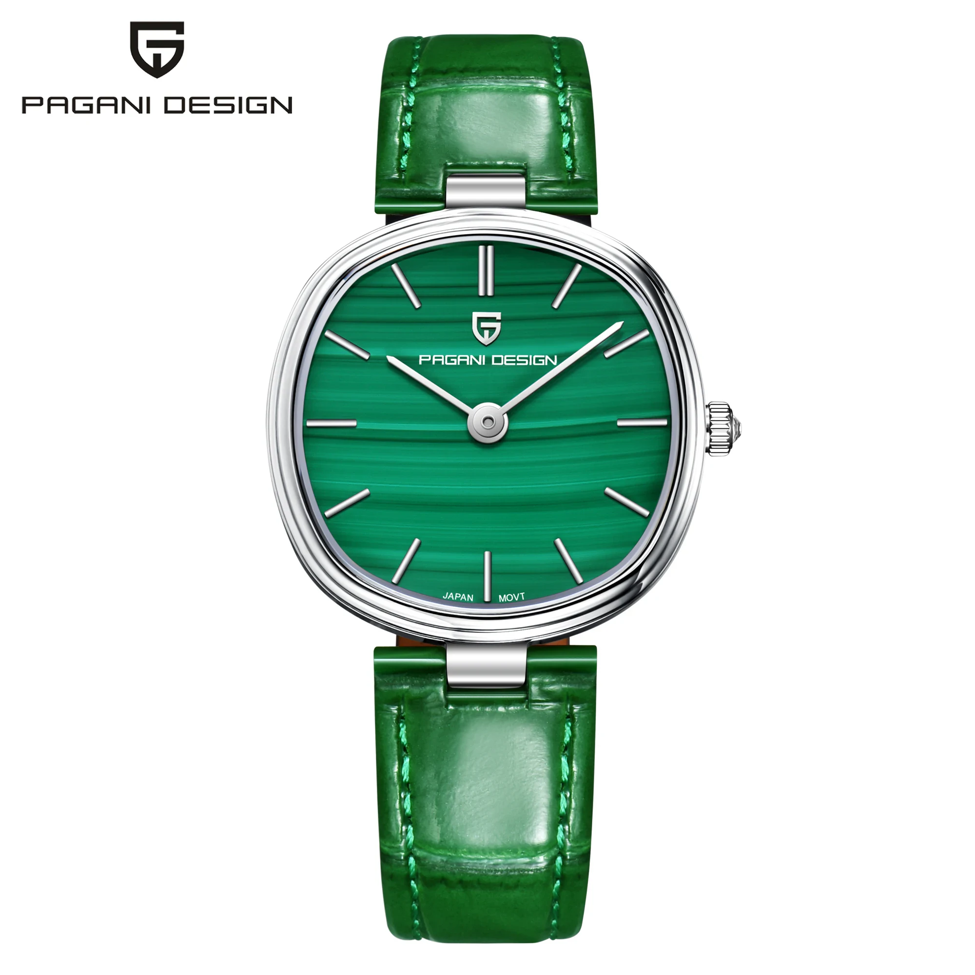 2026 NEW PAGANI DESIGN PD-1825 Women Quartz Watch Green Mother of Pearl Dial Sapphire Navy Blue LeatherStrap Ladies Miyo