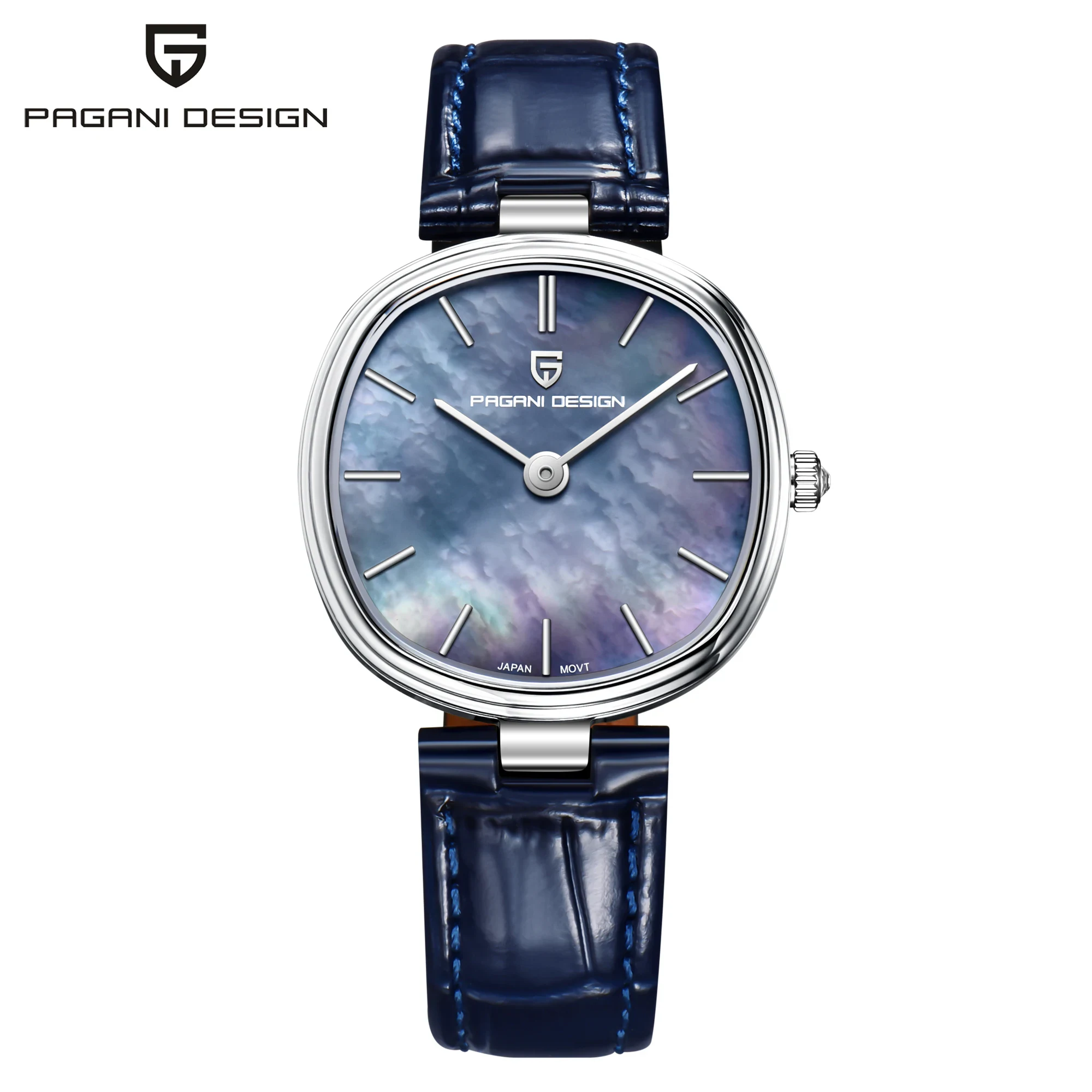 2026 NEW PAGANI DESIGN PD-1825 Women Quartz Watch Green Mother of Pearl Dial Sapphire Navy Blue LeatherStrap Ladies Miyo