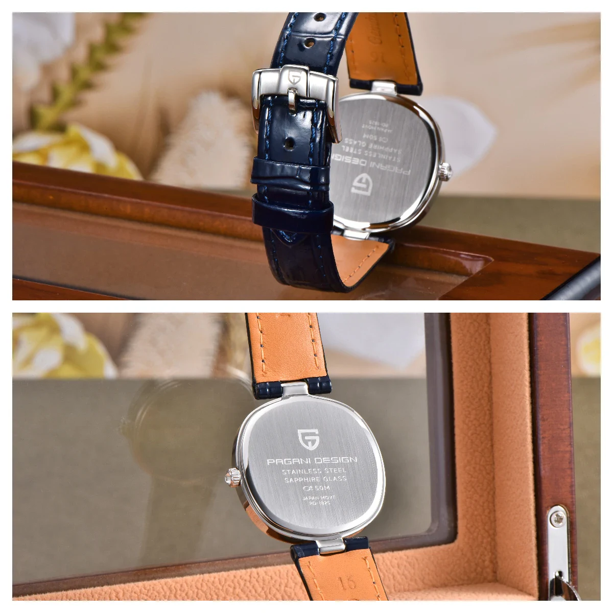 2026 NEW PAGANI DESIGN PD-1825 Women Quartz Watch Green Mother of Pearl Dial Sapphire Navy Blue LeatherStrap Ladies Miyo