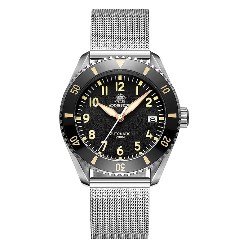 ADDIESDIVE Vintage Automatic Mechanical Men's Dive Watch NH35 Movement 41h Power Reserve C3 Luminous 200m Water Resistan