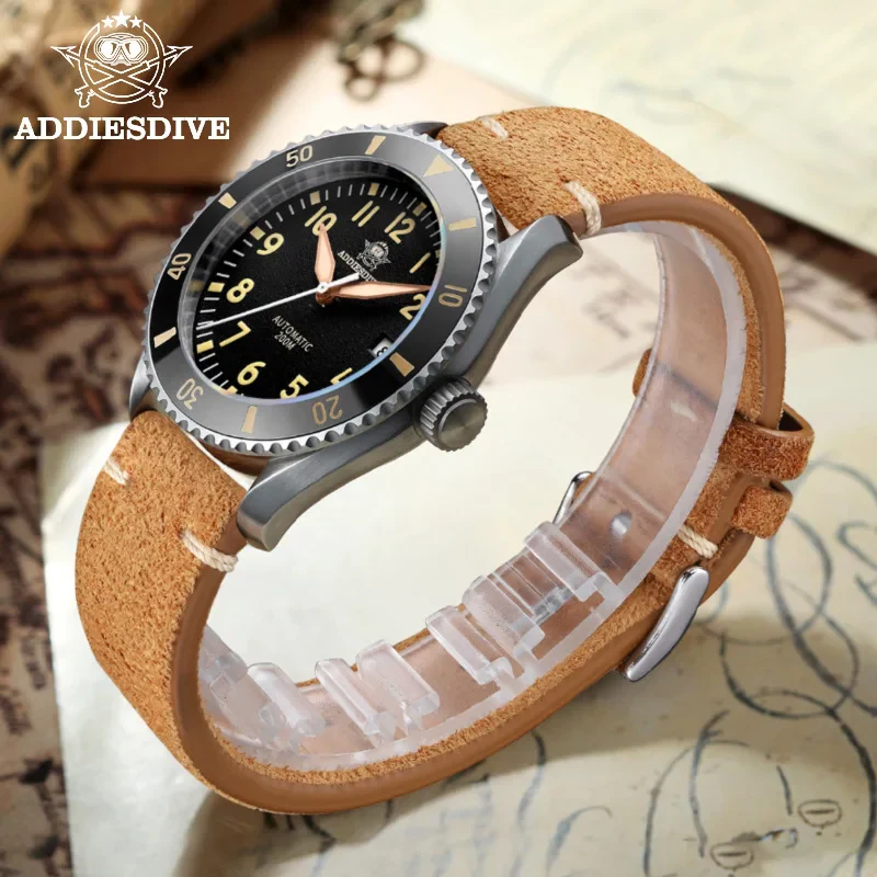 ADDIESDIVE Vintage Automatic Mechanical Men's Dive Watch NH35 Movement 41h Power Reserve C3 Luminous 200m Water Resistan