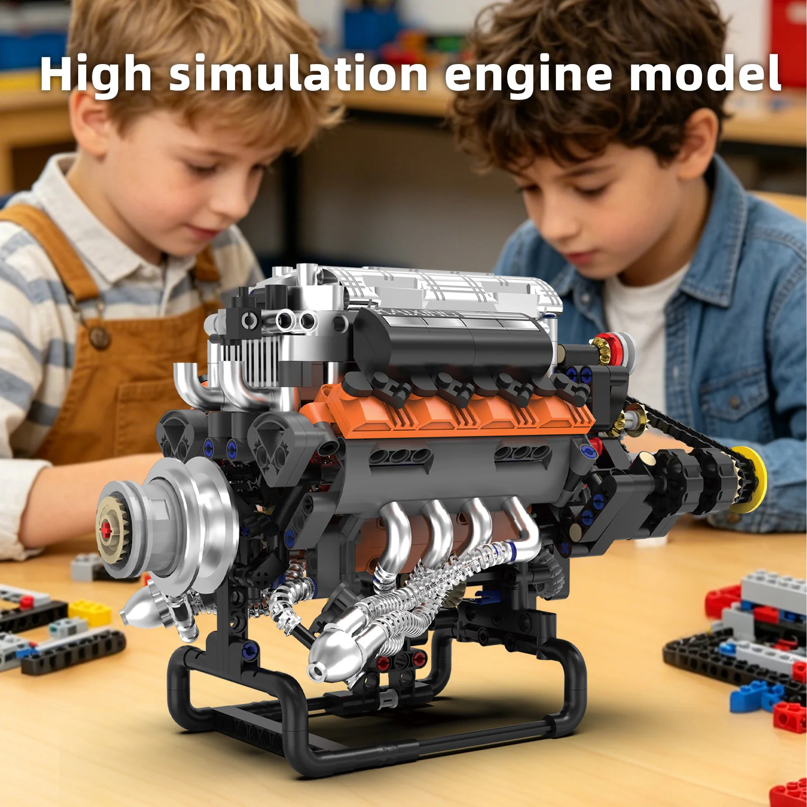 Dodge V8 Engine Building Block Set ABS Plastic Toy