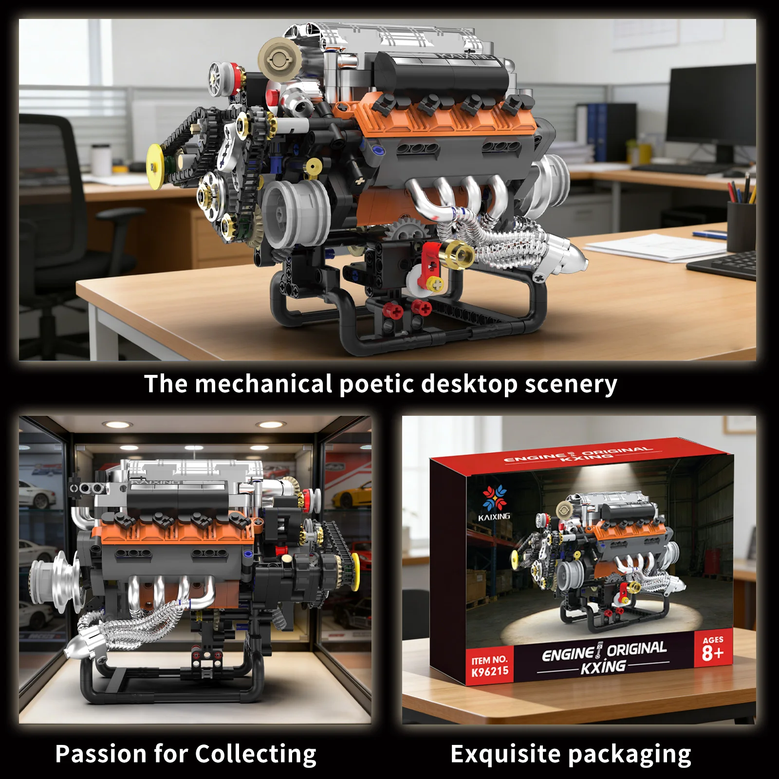 Dodge V8 Engine Building Block Set ABS Plastic Toy