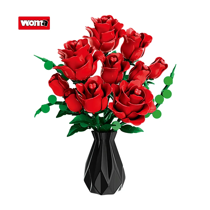 Woma Toys Red Rose Bouquet Building Blocks Set Lux