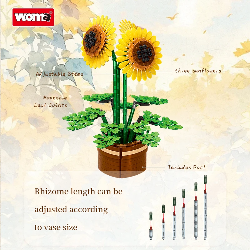 Woma Toys Sunflower Botanical Building Blocks Flow