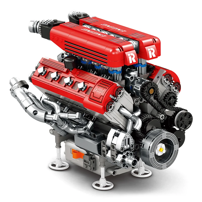 Reobrix F1 Motorized V8 Engine Building Kit with L