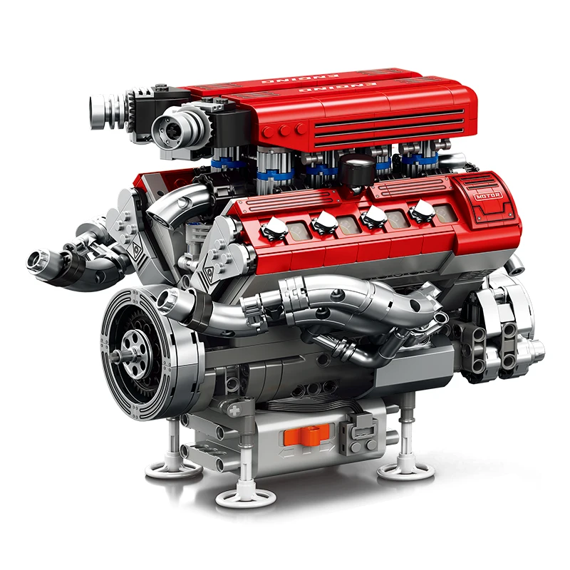 Reobrix F1 Motorized V8 Engine Building Kit with L