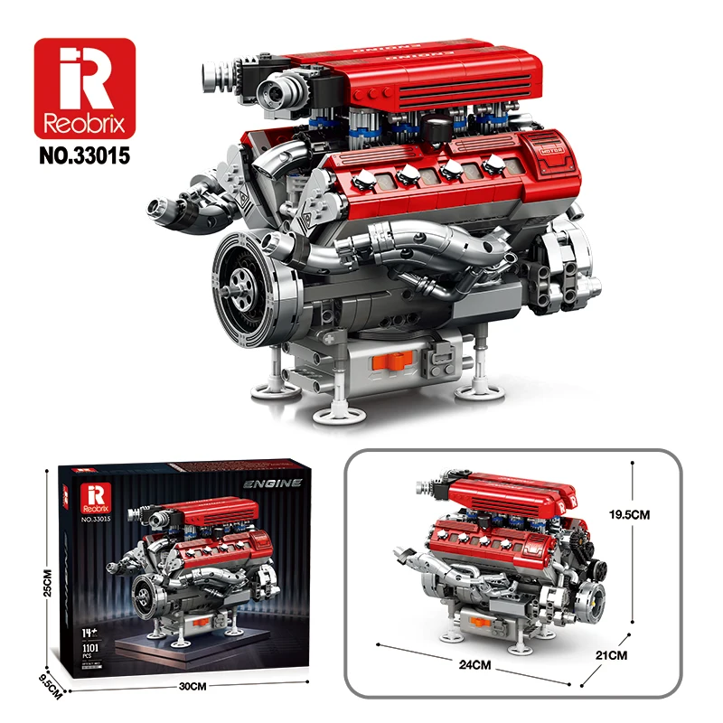 Reobrix F1 Motorized V8 Engine Building Kit with L