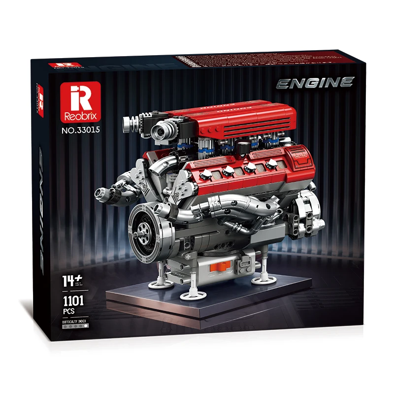 Reobrix F1 Motorized V8 Engine Building Kit with L