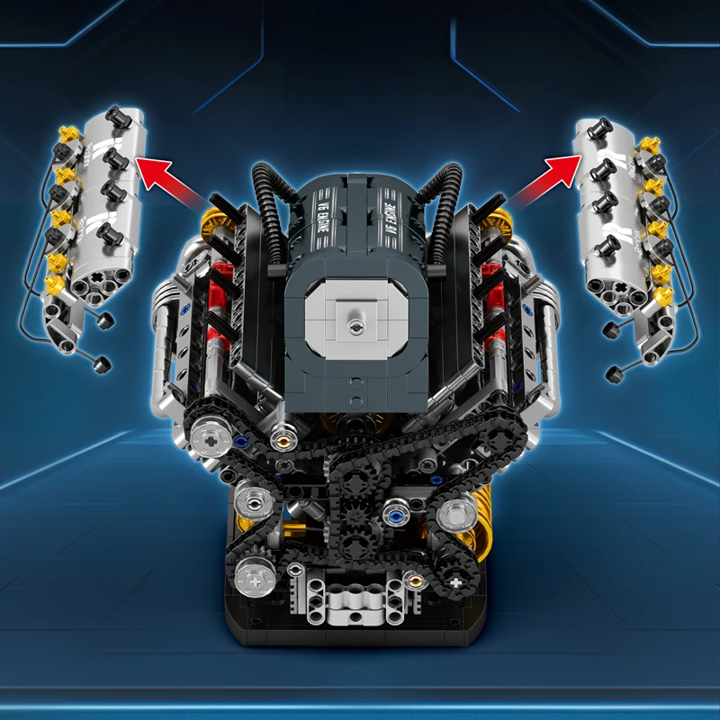 Reobrix 33013 V6 Engine Building Kit, 1268PCS Mech
