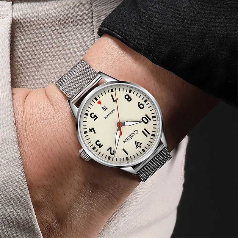 CADISEN Automatic Watch 8224 Stainless Steel Self-