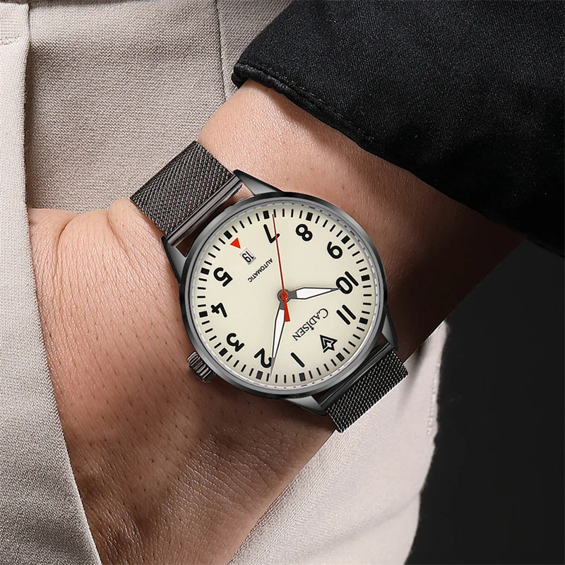 CADISEN Automatic Watch 8224 Stainless Steel Self-