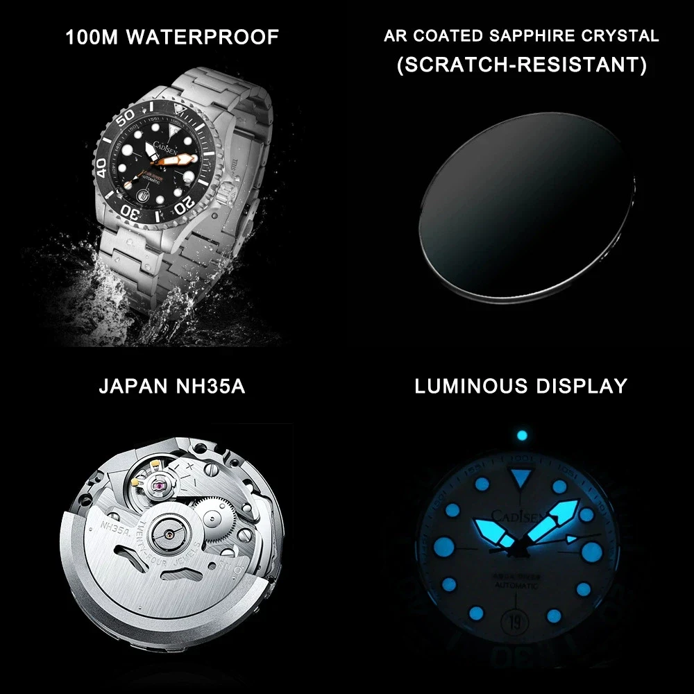 CADISEN AQUA DIVER New Brand Luxury Men Watches Au