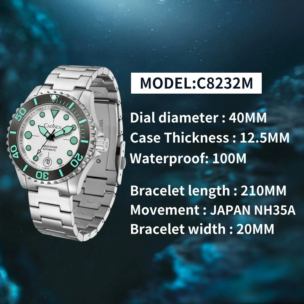 CADISEN AQUA DIVER New Brand Luxury Men Watches Au