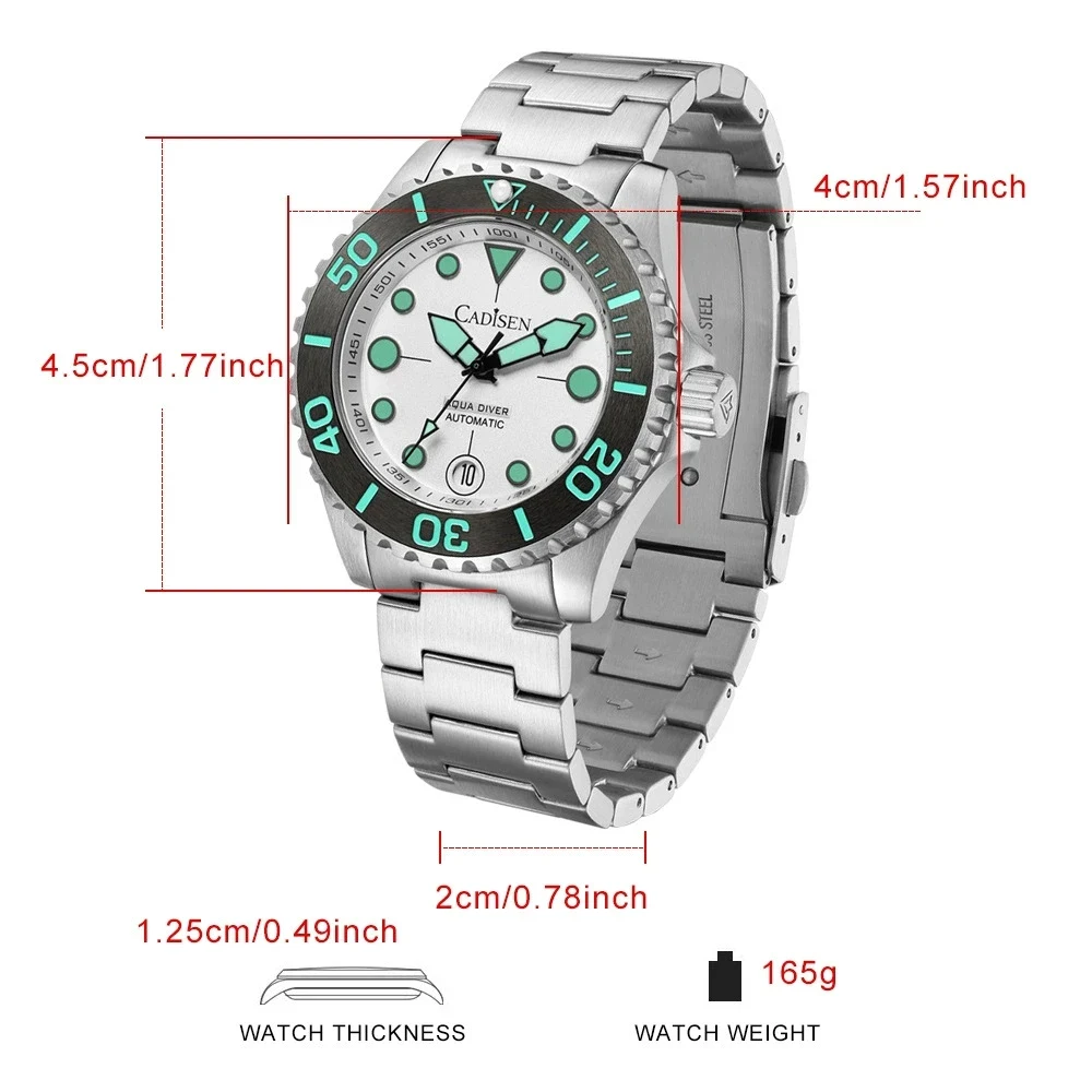 CADISEN AQUA DIVER New Brand Luxury Men Watches Au