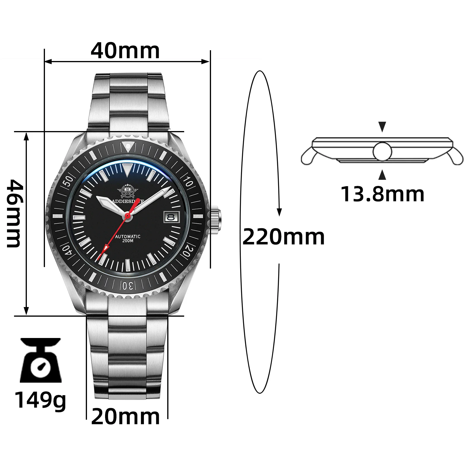 ADDIESDIVE AD2060 Automatic Mechanical Dive Watch 