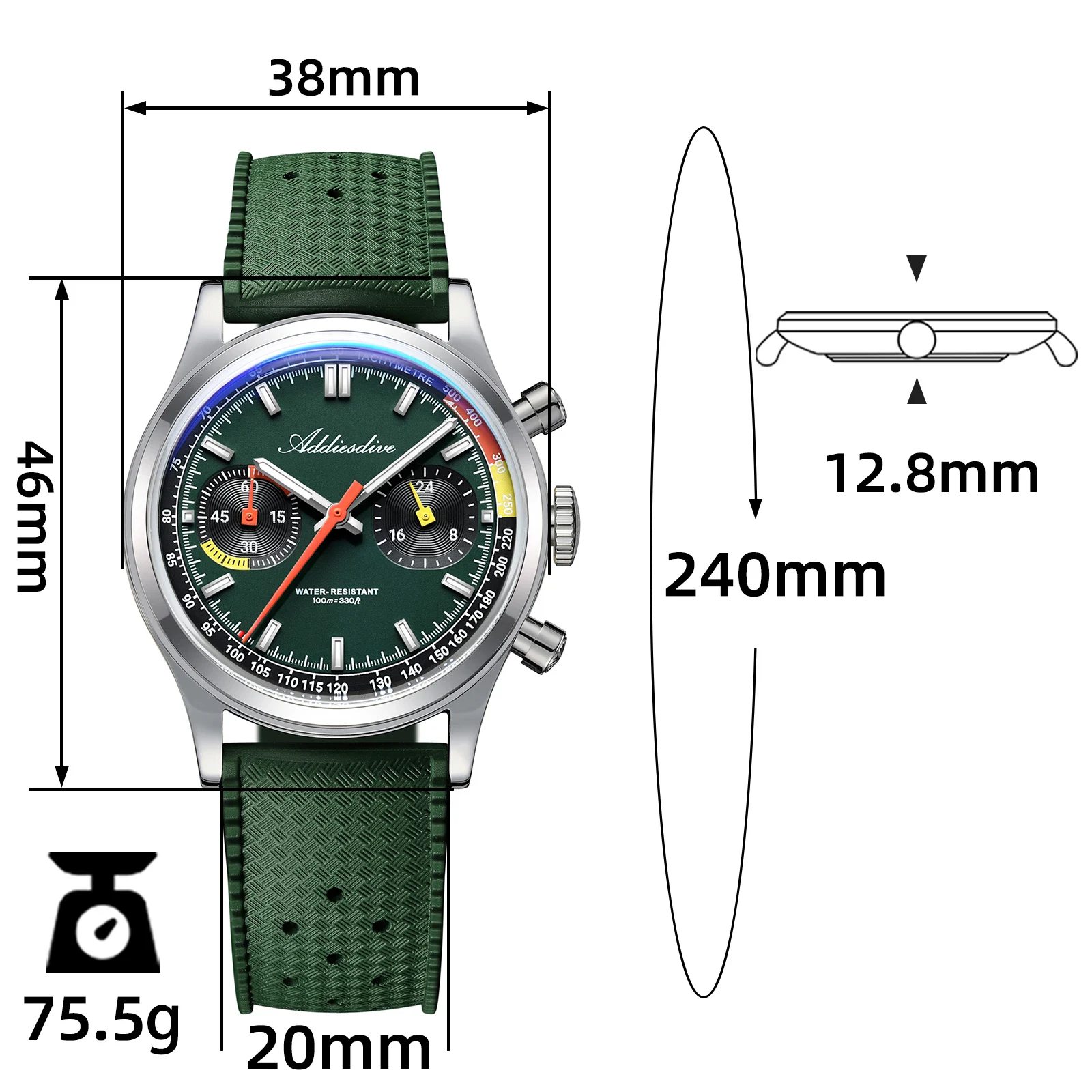 Custom Own Logo 38mm Racing Chronograph Quartz Wat