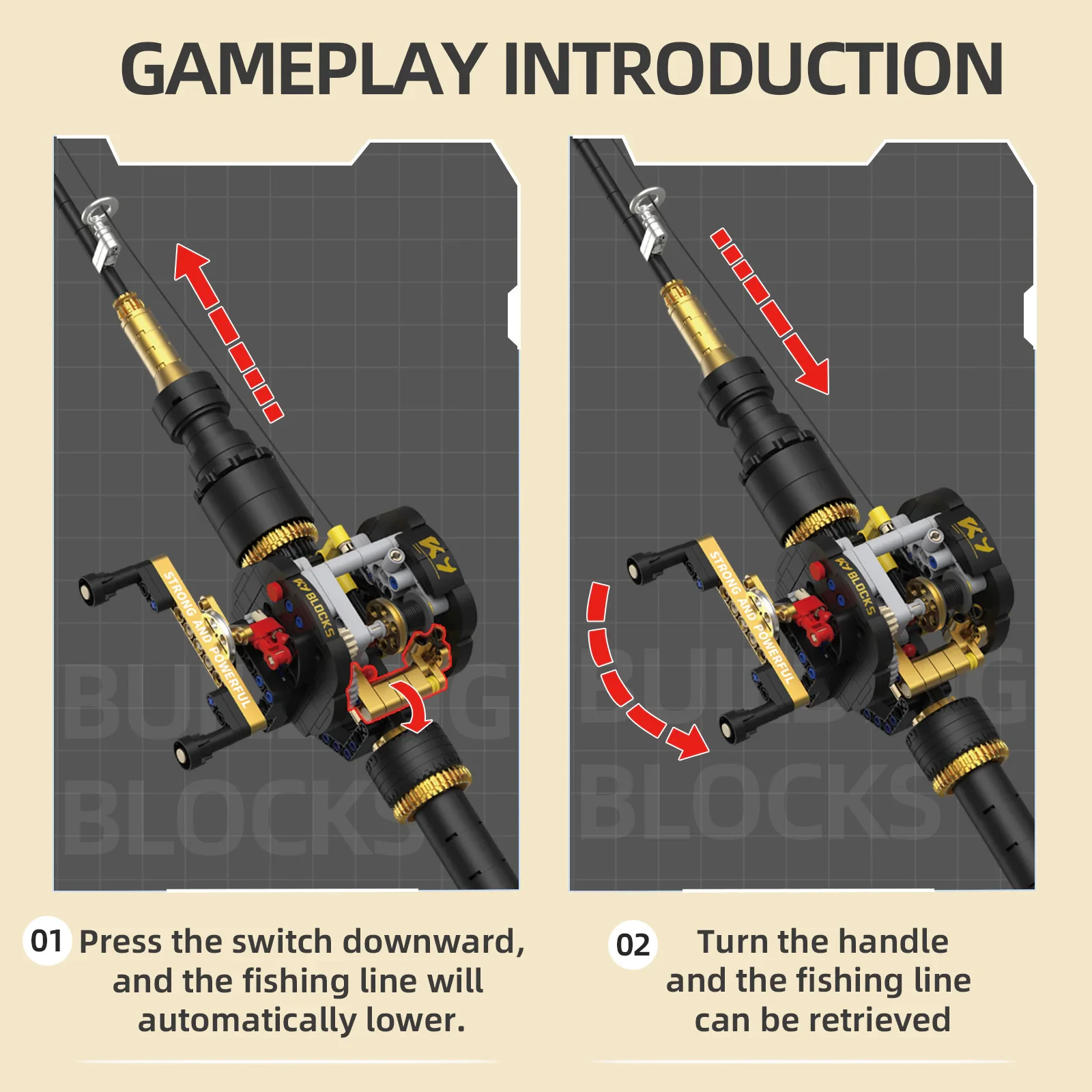 Fun Fishing Building Kit 589Pcs Rod Reel Caught Tuna Bait Scene Display Collectible Model Toy ABS Plastic Bricks for Kid