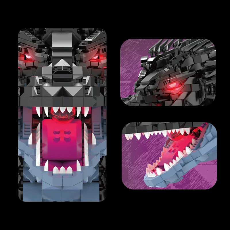 JMBricklayer Shadow Dragon Building Block Set 2762 Pcs Fantasy Dragon Head Sculpture Halloween Christmas Desktop Decor G