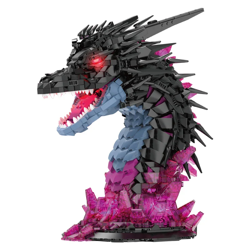 JMBricklayer Shadow Dragon Building Block Set 2762 Pcs Fantasy Dragon Head Sculpture Halloween Christmas Desktop Decor G