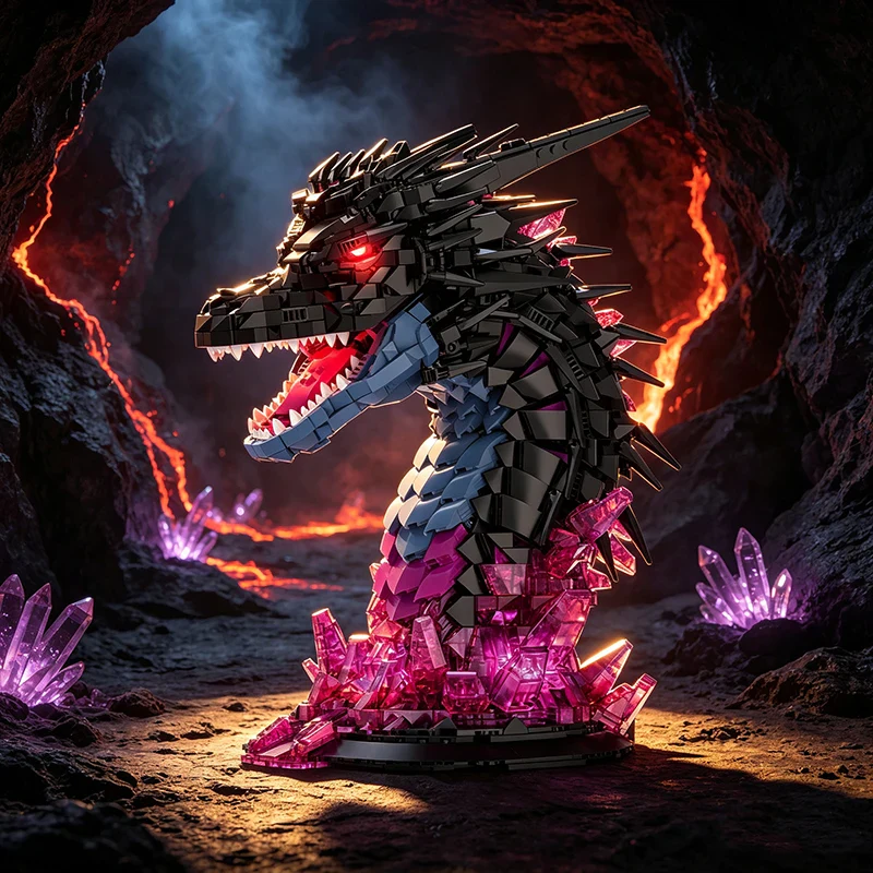 JMBricklayer Shadow Dragon Building Block Set 2762 Pcs Fantasy Dragon Head Sculpture Halloween Christmas Desktop Decor G