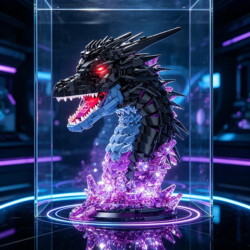 JMBricklayer Shadow Dragon Building Block Set 2762 Pcs Fantasy Dragon Head Sculpture Halloween Christmas Desktop Decor G