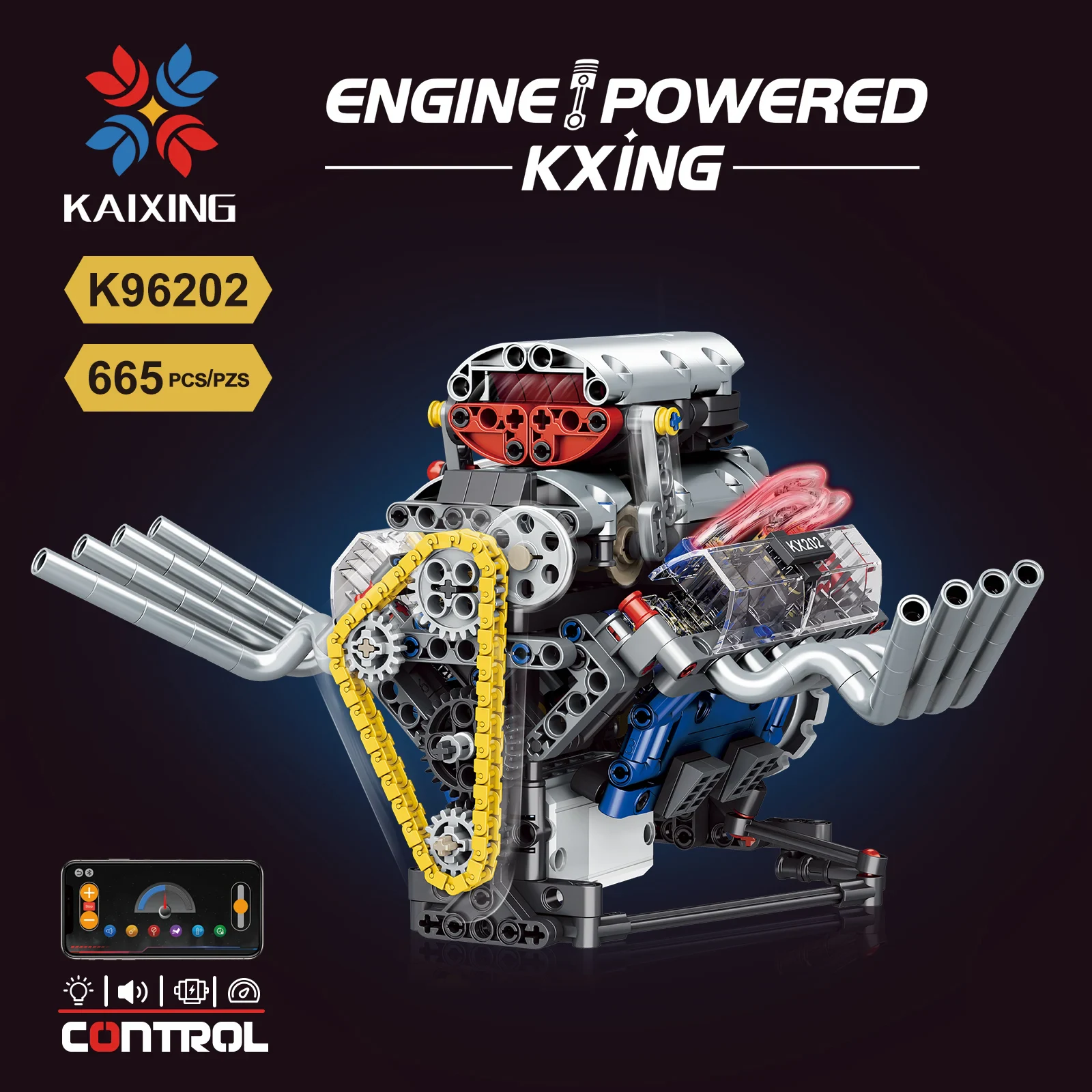 K96202 Simulates V8 Engine Mechanical Programming Building Block Engine Toy Motor Drive Model Building Kit with Power Mo
