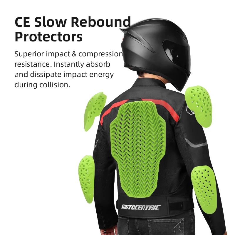 MOTOCENTRIC Men Summer Ventilated Mesh Motorcycle Jacket CE Certified Armor Breathable Motorbike Riding Protective Coat