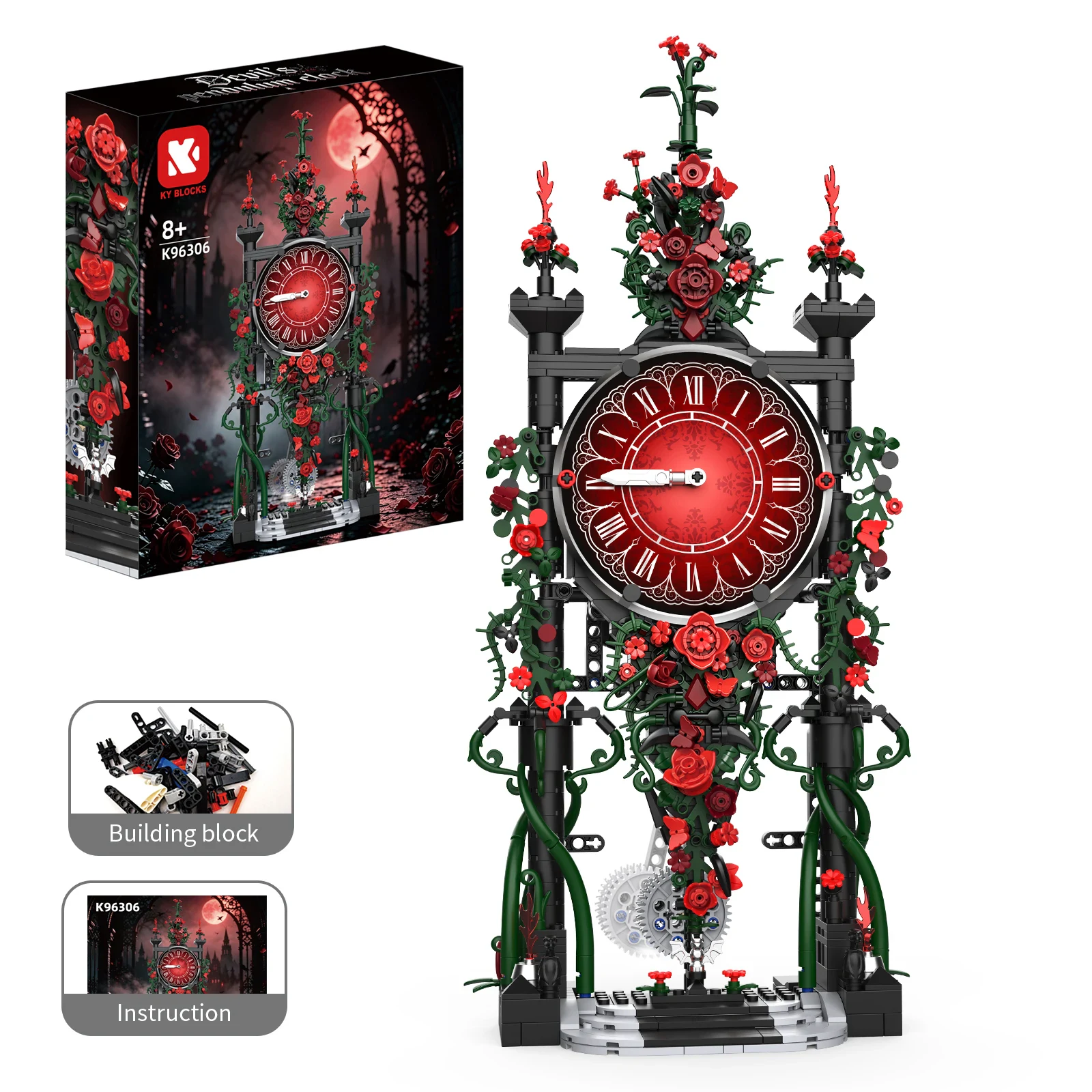 New Devil's Pendulum Clock Building Blocks DIY Set Gothic Home Decoration Creative Halloween Decorations Model Toy for A