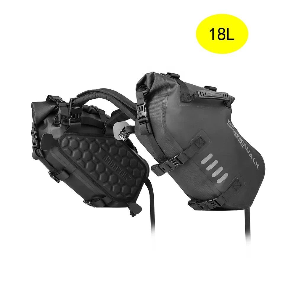 Rhinowalk 18L Rack Less Pannier Saddle Soft Bags for Motorcycle Bike Outdoor Adventure Waterproof Side Motorbike Drypack