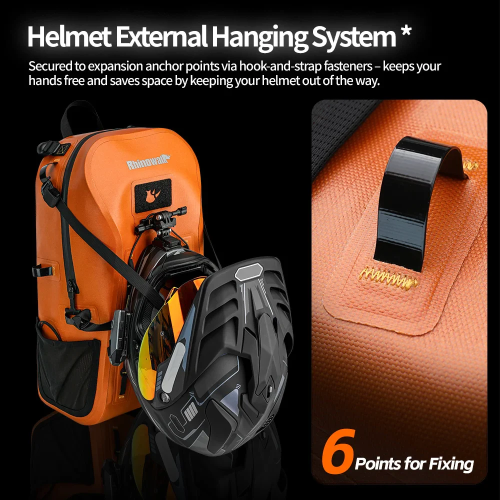 Rhinowalk 26L Waterproof Motorcycle Cycling Backpack Durable IPX6 TPU Large Capacity Bike Riding Adventure Daypack
