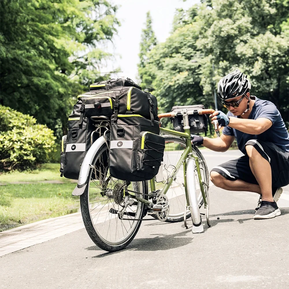 Rhinowalk 65L Waterproof Bicycle Travel Saddle Bag 3 in 1 Bicycle Pannier Bags