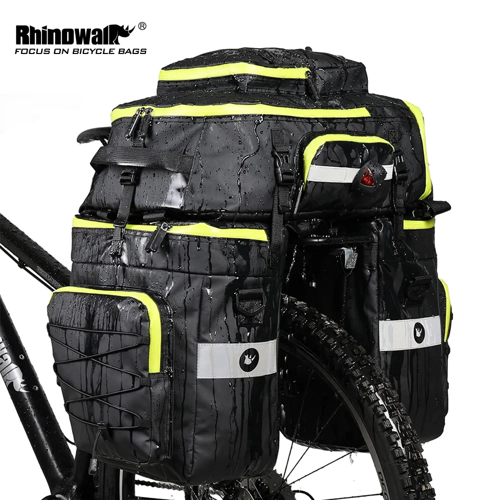 Rhinowalk 65L Waterproof Bicycle Travel Saddle Bag 3 in 1 Bicycle Pannier Bags