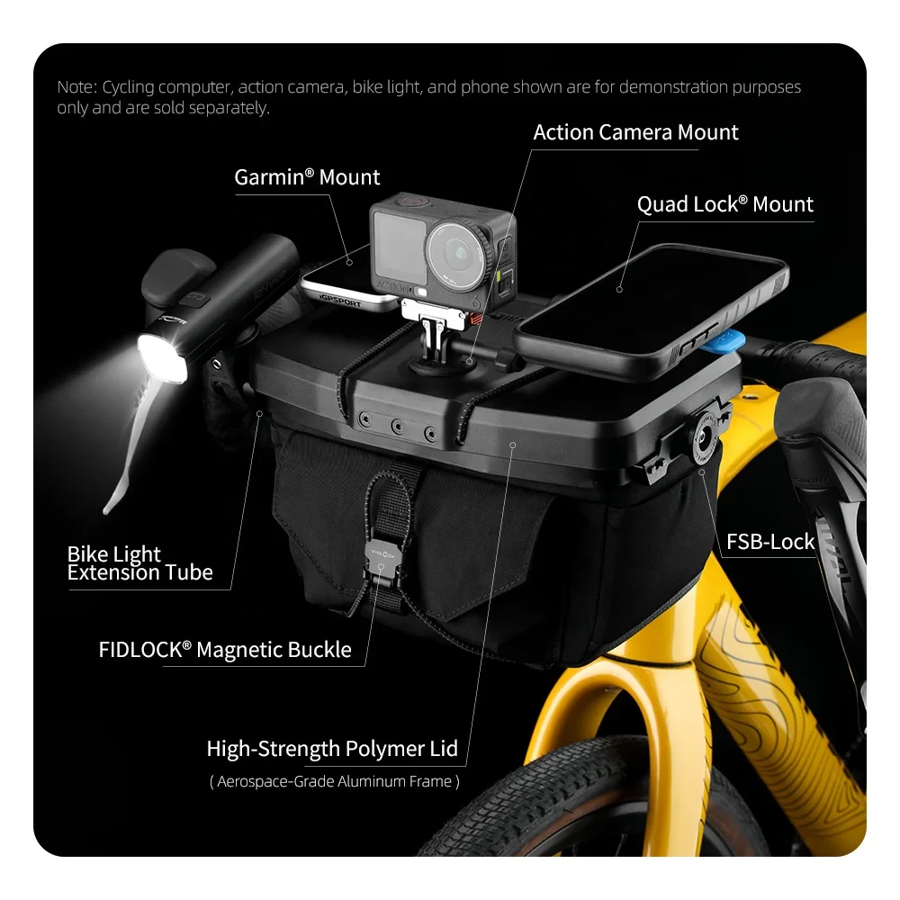 RHINOWALK Space Station 3.3L Bicycle Handlebar Bag Bike Front Bag with Quick Release Mount Cycling Storage Pack for Grav