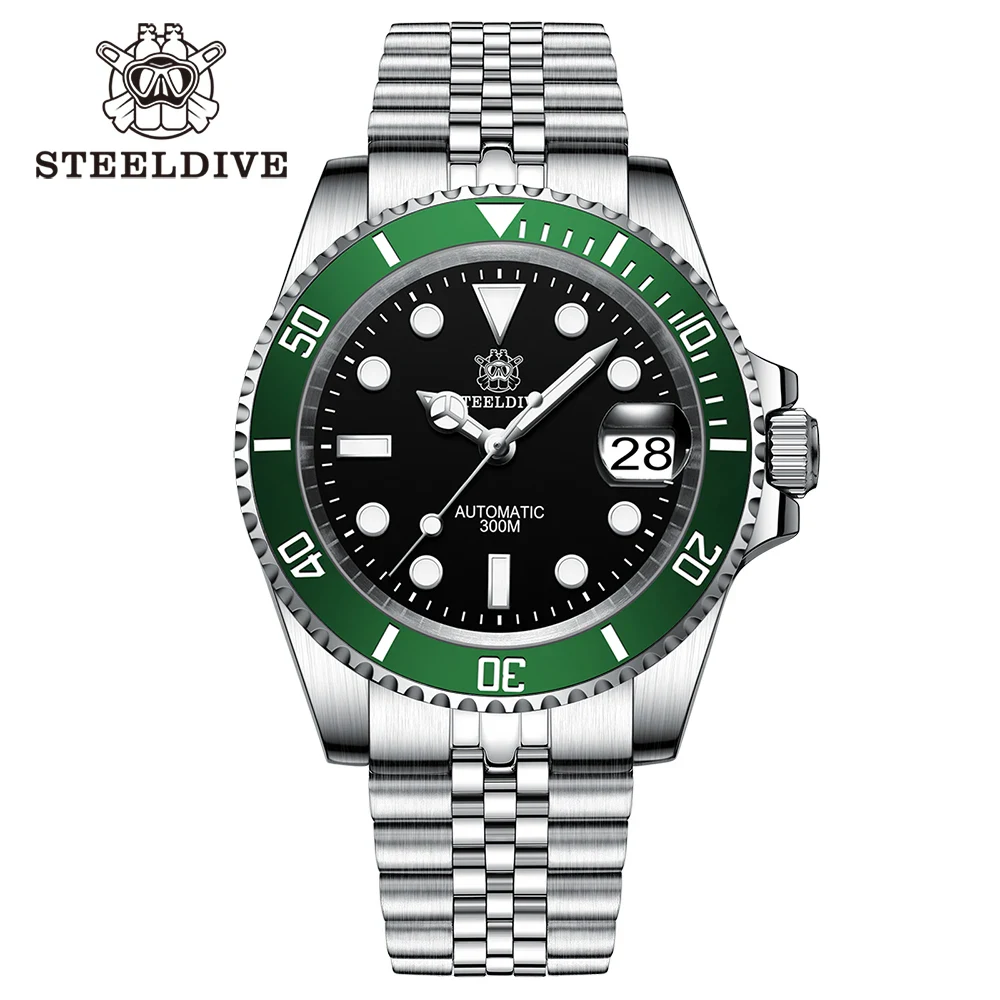SD1953 Classic Design 41MM Stainless Steel 300M Waterproof NH35 Automatic Mens Dive Watch Reloj with Milled Bracelet Cla