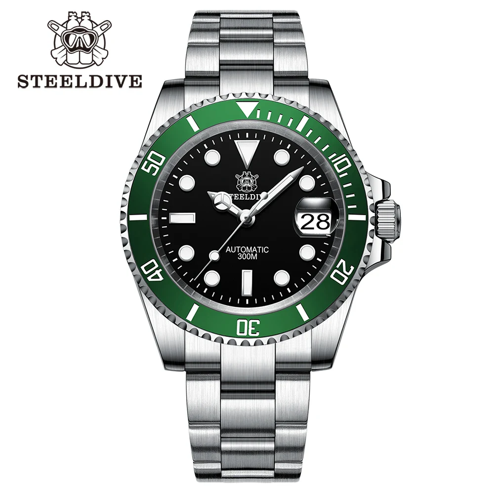 SD1953 Classic Design 41MM Stainless Steel 300M Waterproof NH35 Automatic Mens Dive Watch Reloj with Milled Bracelet Cla