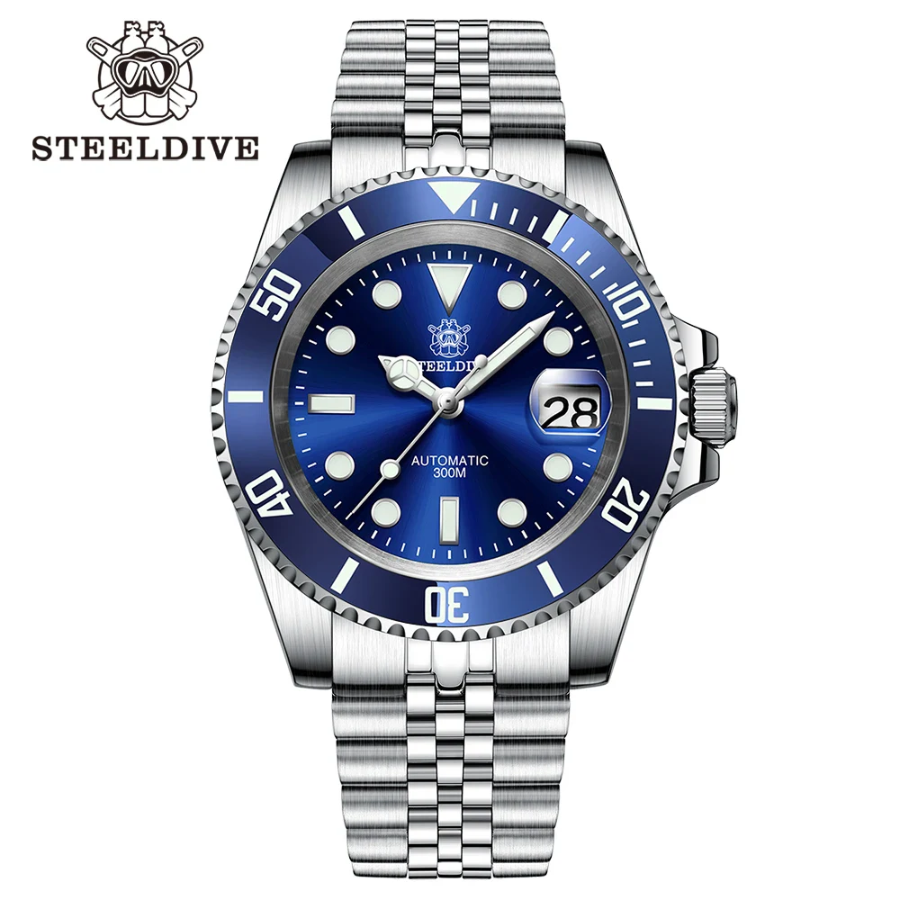 SD1953 Classic Design 41MM Stainless Steel 300M Waterproof NH35 Automatic Mens Dive Watch Reloj with Milled Bracelet Cla