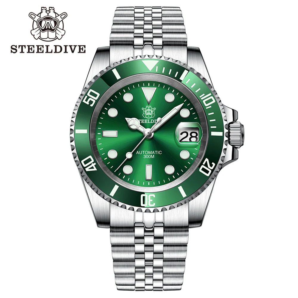 SD1953 Classic Design 41MM Stainless Steel 300M Waterproof NH35 Automatic Mens Dive Watch Reloj with Milled Bracelet Cla
