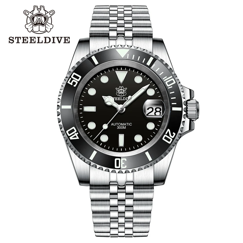SD1953 Classic Design 41MM Stainless Steel 300M Waterproof NH35 Automatic Mens Dive Watch Reloj with Milled Bracelet Cla