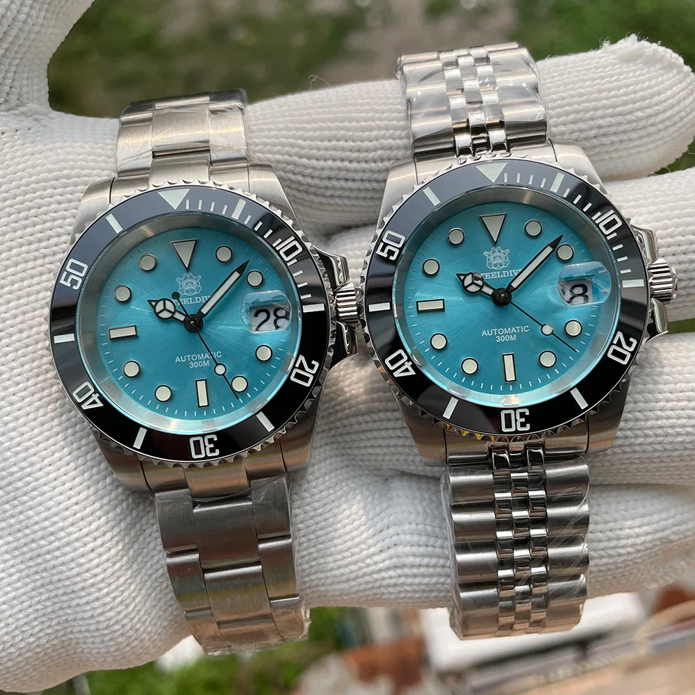 SD1953 Classic Design 41MM Stainless Steel 300M Waterproof NH35 Automatic Mens Dive Watch Reloj with Milled Bracelet Cla