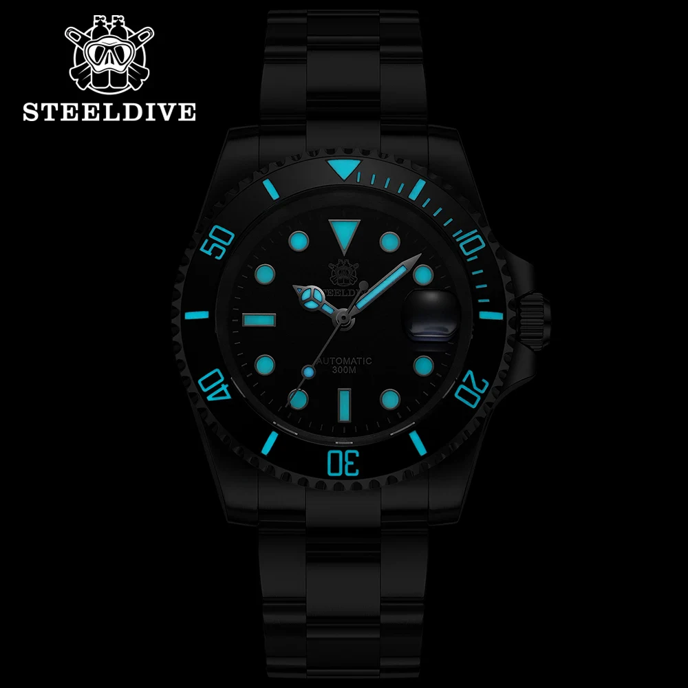 SD1953 Classic Design 41MM Stainless Steel 300M Waterproof NH35 Automatic Mens Dive Watch Reloj with Milled Bracelet Cla