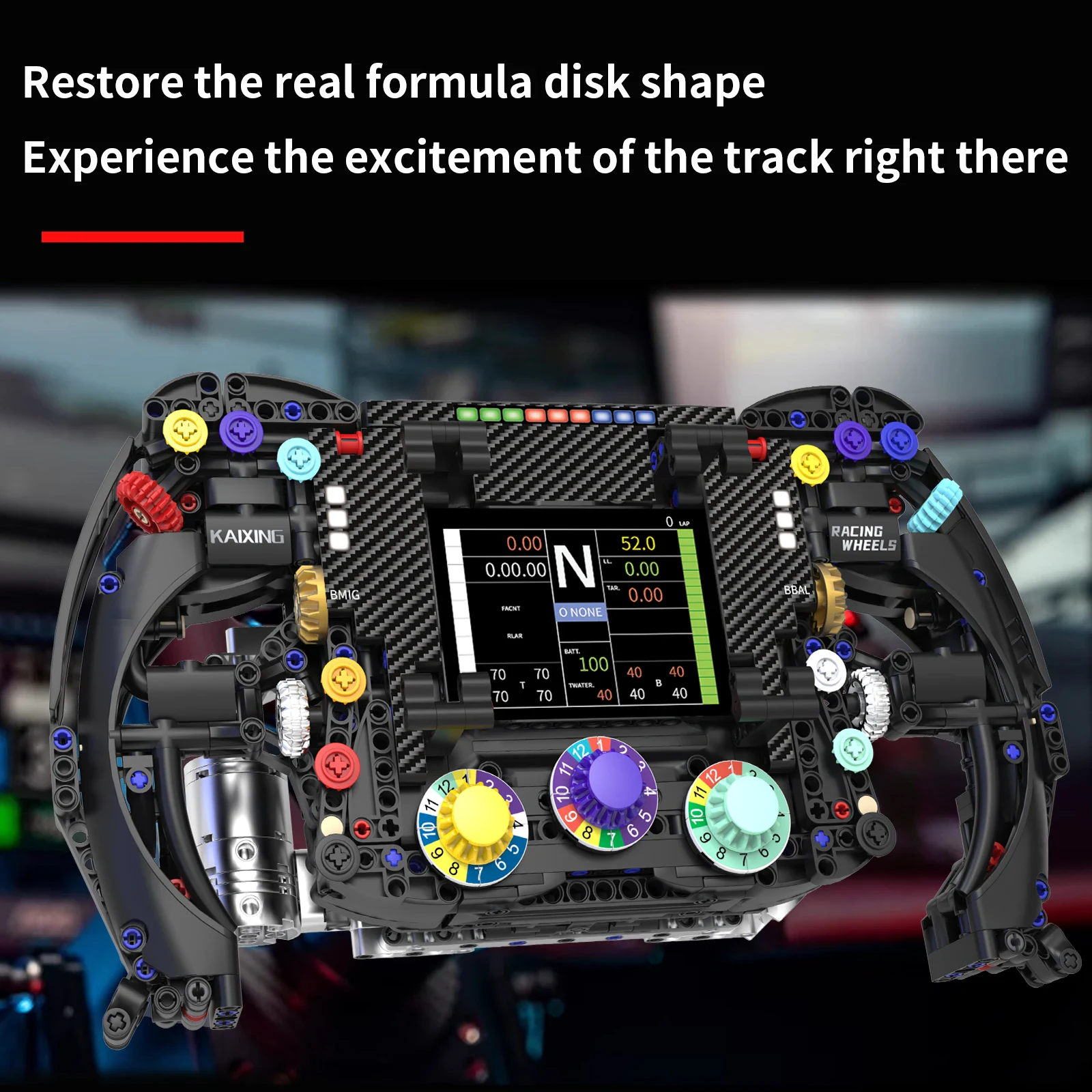 Sim Racing Wheel 854Pcs Esports Cockpit Telemetry Building Bricks Collectible Cars Model Toy ABS Plastic for Adults Gift