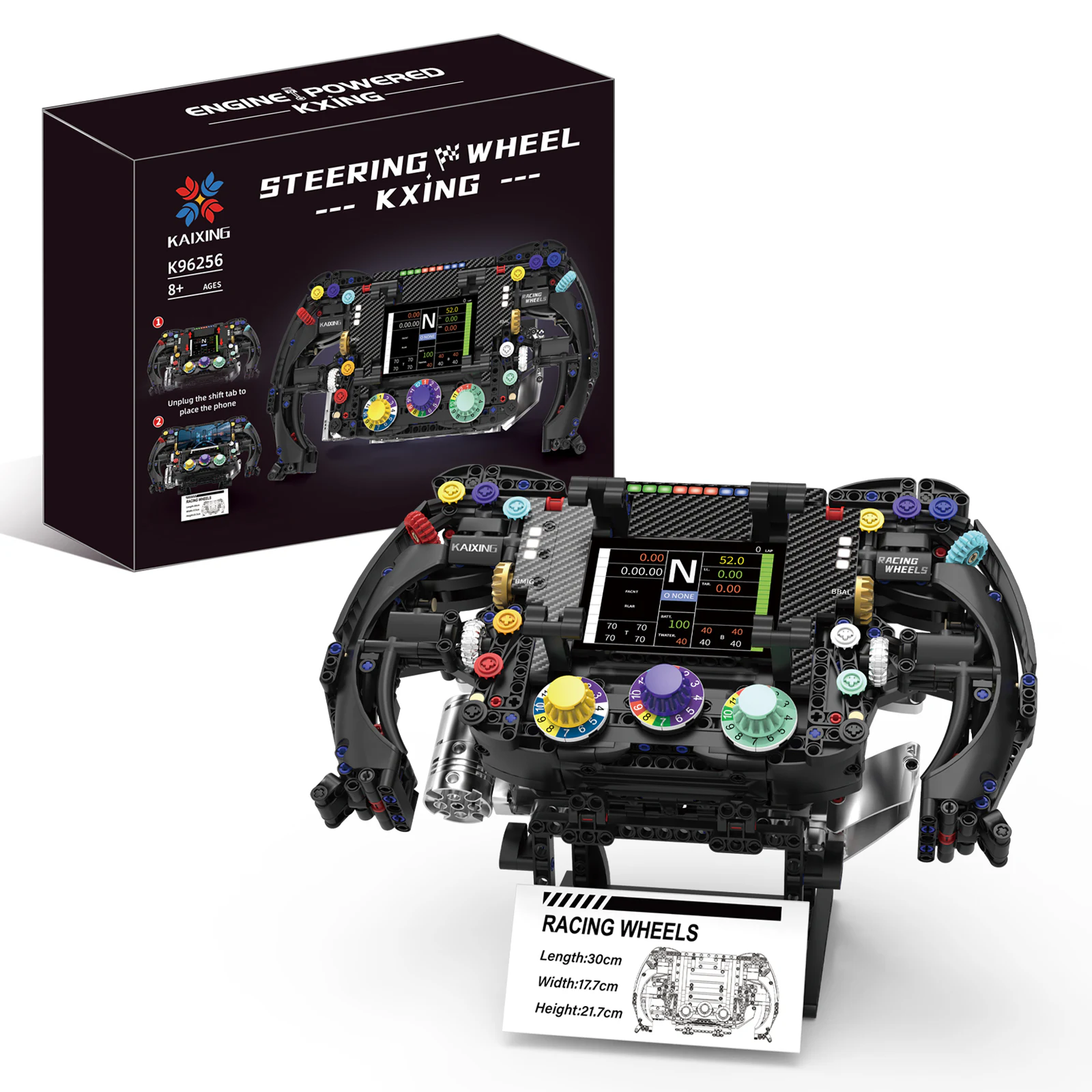Sim Racing Wheel 854Pcs Esports Cockpit Telemetry Building Bricks Collectible Cars Model Toy ABS Plastic for Adults Gift