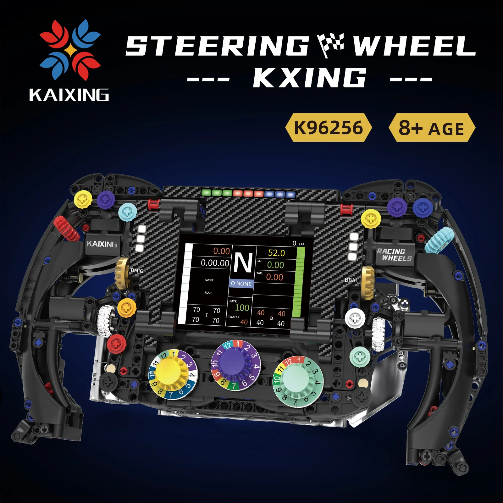 Sim Racing Wheel 854Pcs Esports Cockpit Telemetry Building Bricks Collectible Cars Model Toy ABS Plastic for Adults Gift