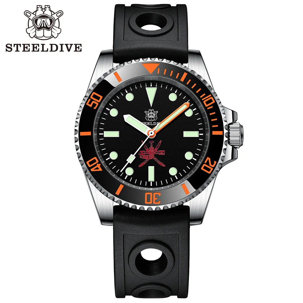 STEELDIVE SD1954C Mens Dive Watches sport Men Automatic Mechanical Watch 200m Waterproof Wristwatch NH35 54C-P-HR Black