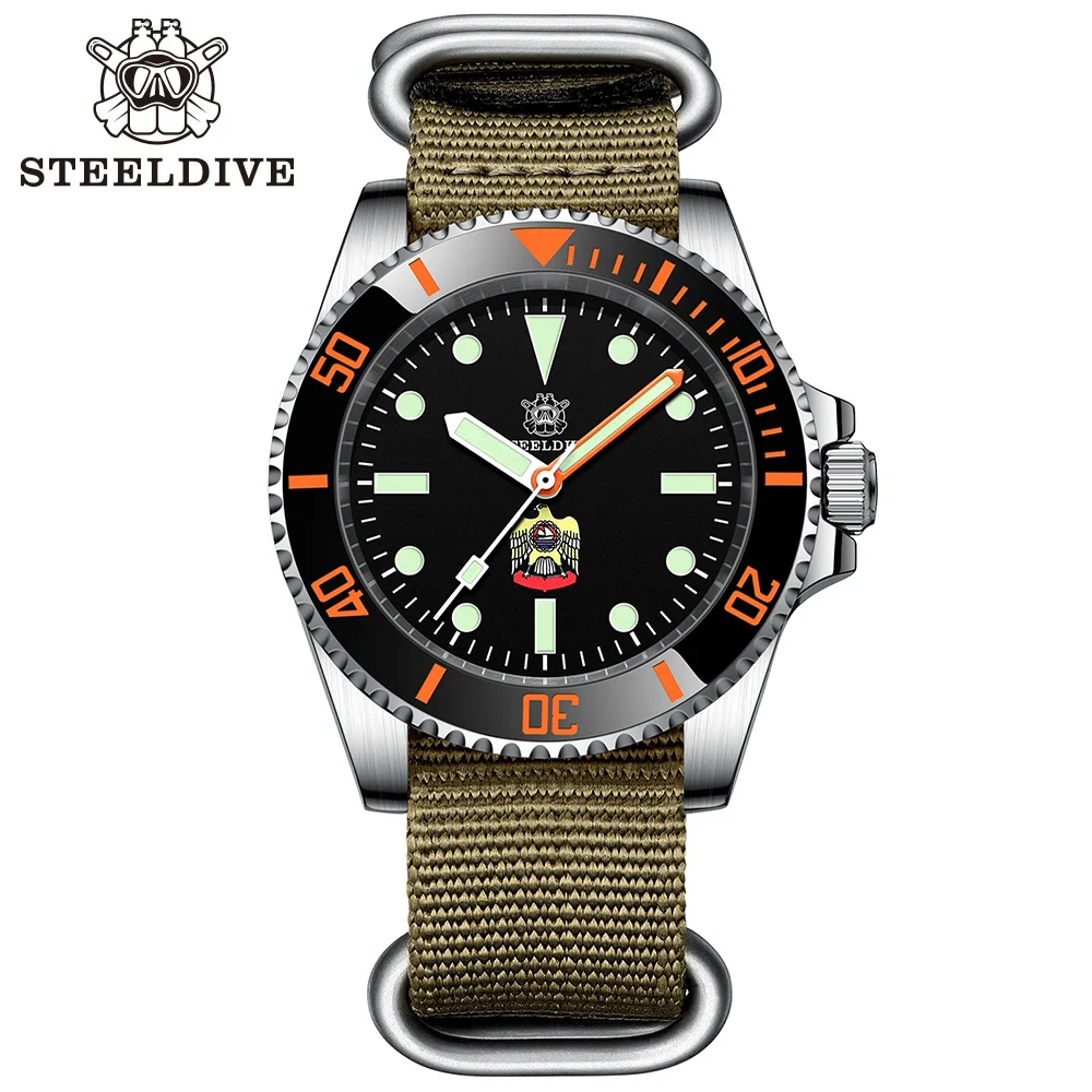 STEELDIVE SD1954C Mens Dive Watches sport Men Automatic Mechanical Watch 200m Waterproof Wristwatch NH35 54C-E-KN Black