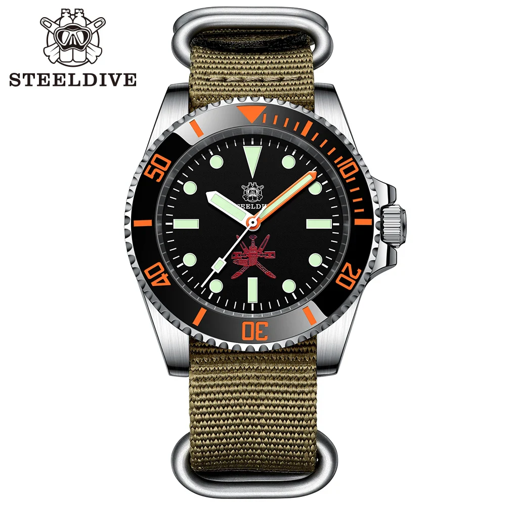 STEELDIVE SD1954C Mens Dive Watches sport Men Automatic Mechanical Watch 200m Waterproof Wristwatch NH35 54C-P-KN Black